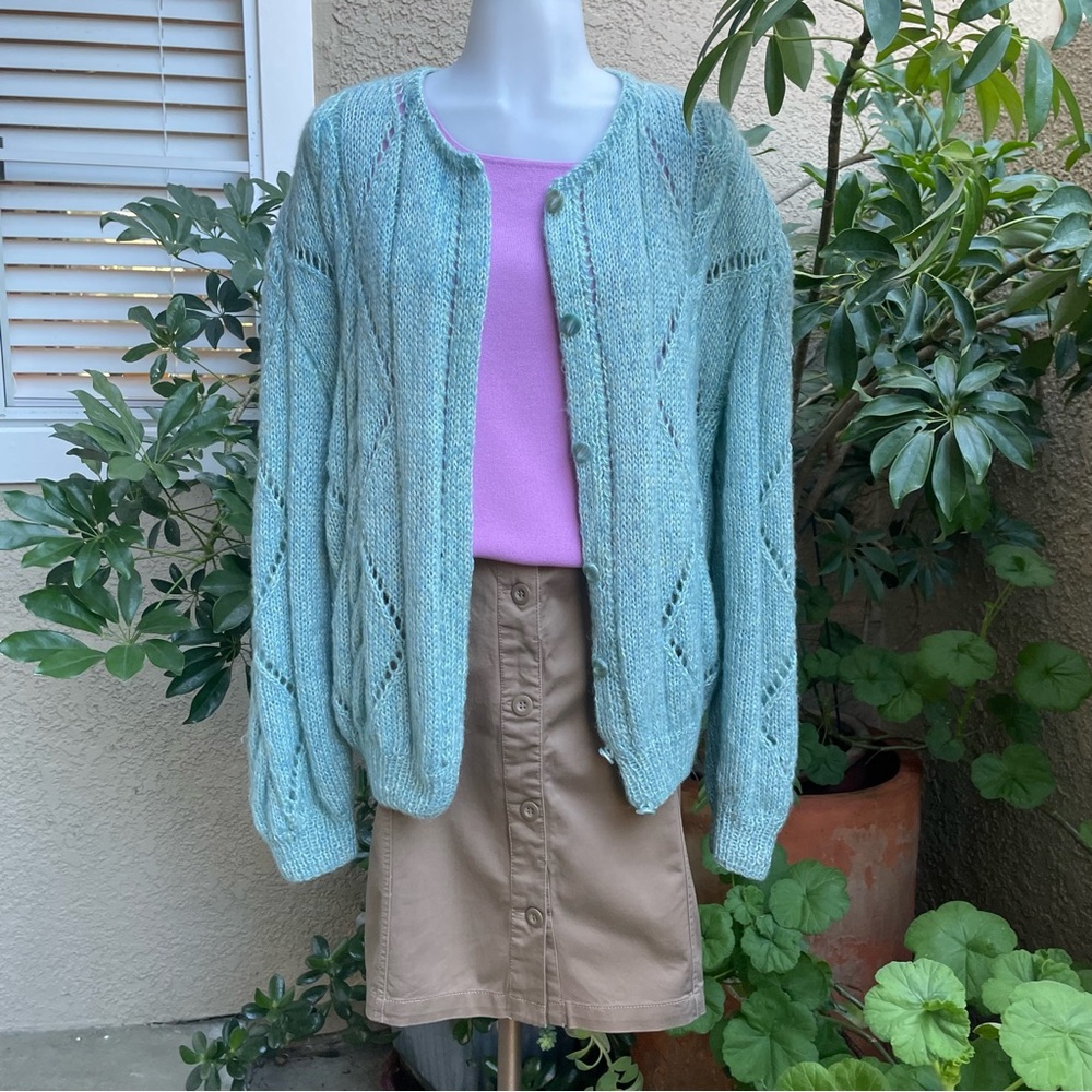 Vintage hand knitted oversized wool cardigan